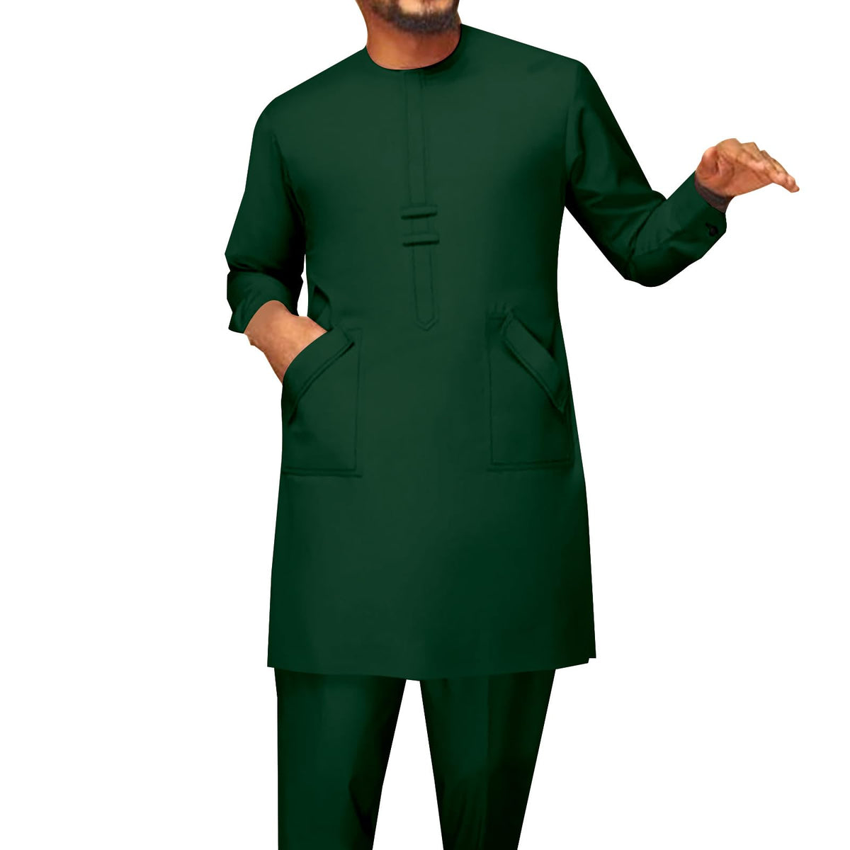 African Men Traditional Clothing Set Full Sleeve Dashiki Long Shirts and Pants 2 Piece Set African Suits