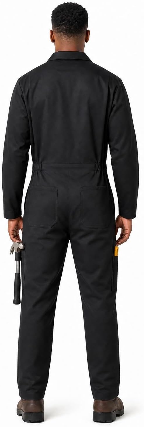 Cotton Blend Men's Work Coveralls, Relaxed Fit Mechanic Jumpsuit