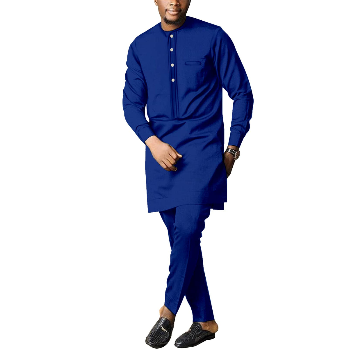 SEA&ALP Men Formal African 2-Piece Dashiki Suit, Long Sleeve Attire