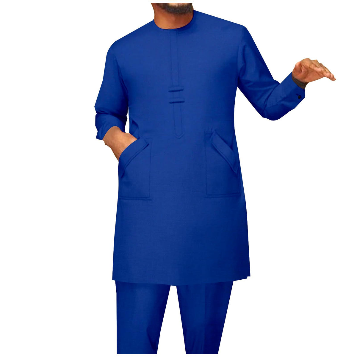 African Men Traditional Clothing Set Full Sleeve Dashiki Long Shirts and Pants 2 Piece Set African Suits