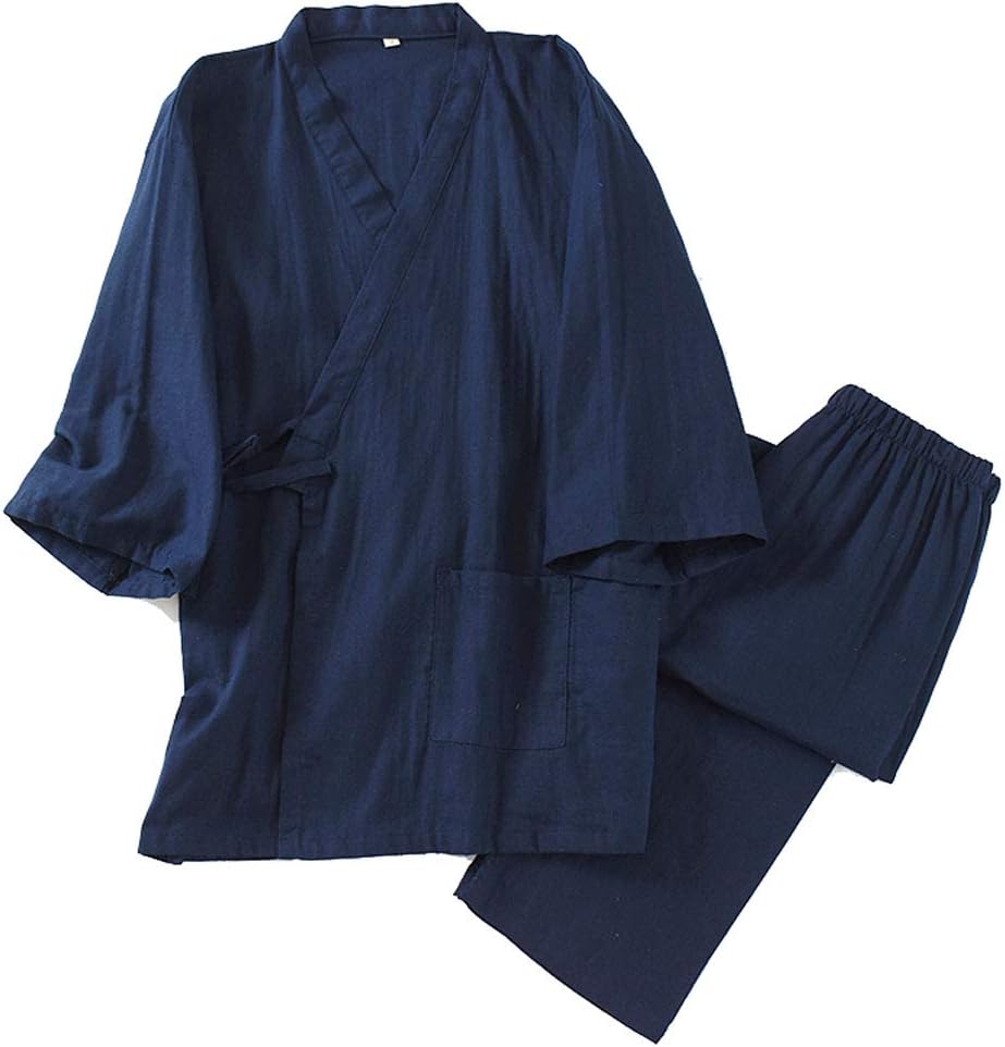 Men's Japanese Kimono Cotton Pajamas Suit