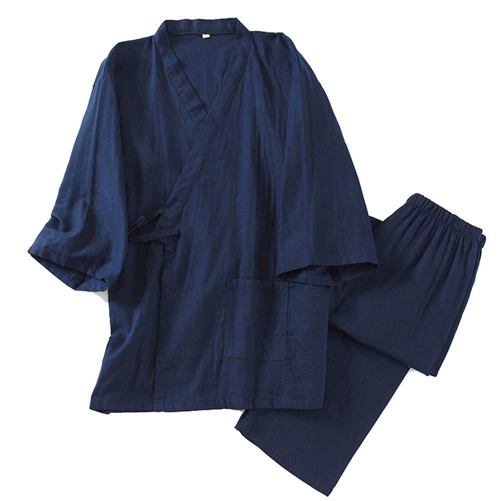 Men's Japanese Kimono Cotton Pajamas Suit