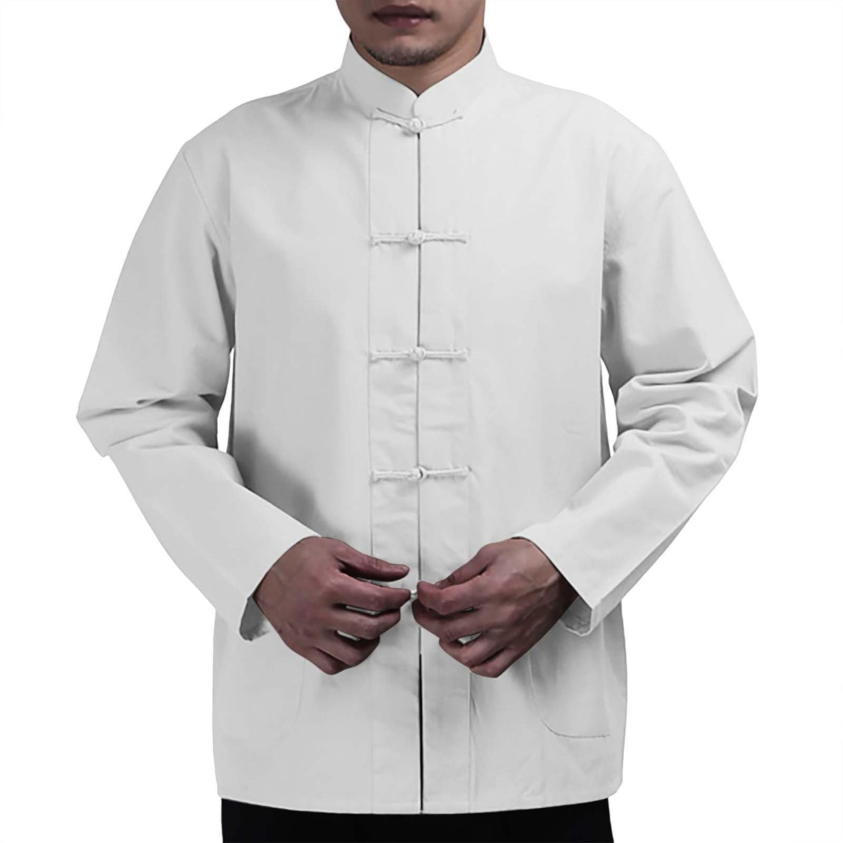 Men's Shirt Tang Suit Shirt Long Sleeve Traditional Kung Fu Uniform Chinese Frog Buttons Lightweight Jacket Summer