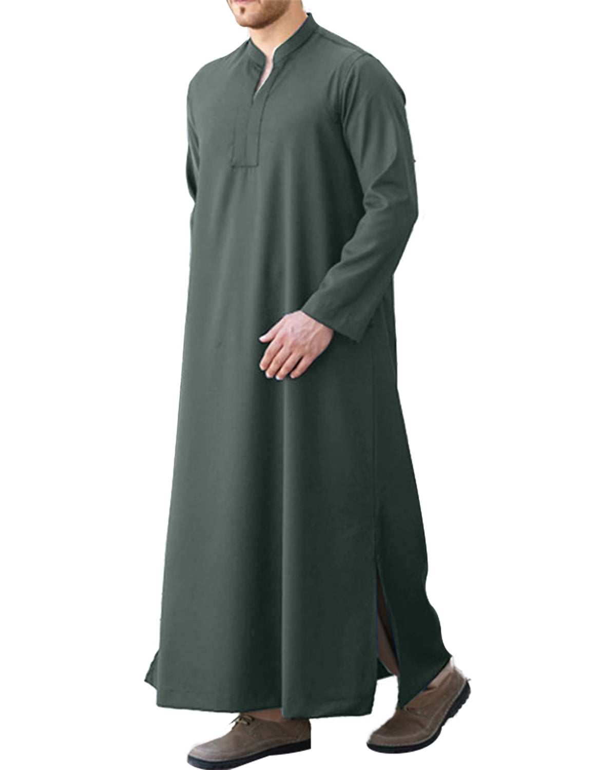 LVCBL Kaftan Thobe for Men Big And Tall Muslim Robe Mens Long Sleeve Caftan