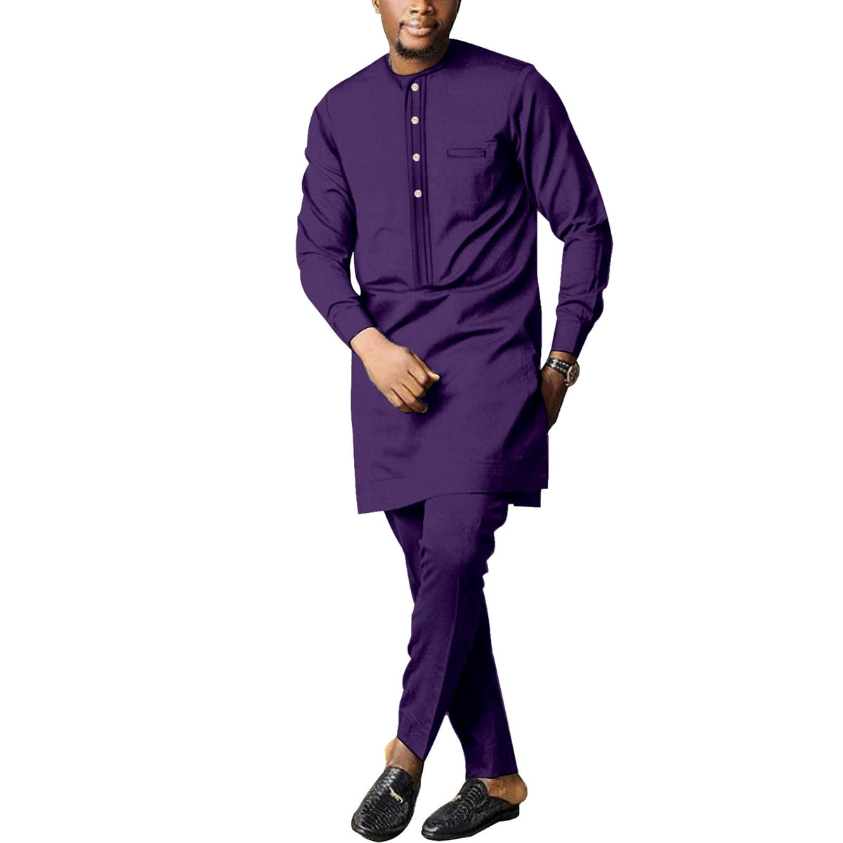 SEA&ALP Men Formal African 2-Piece Dashiki Suit, Long Sleeve Attire