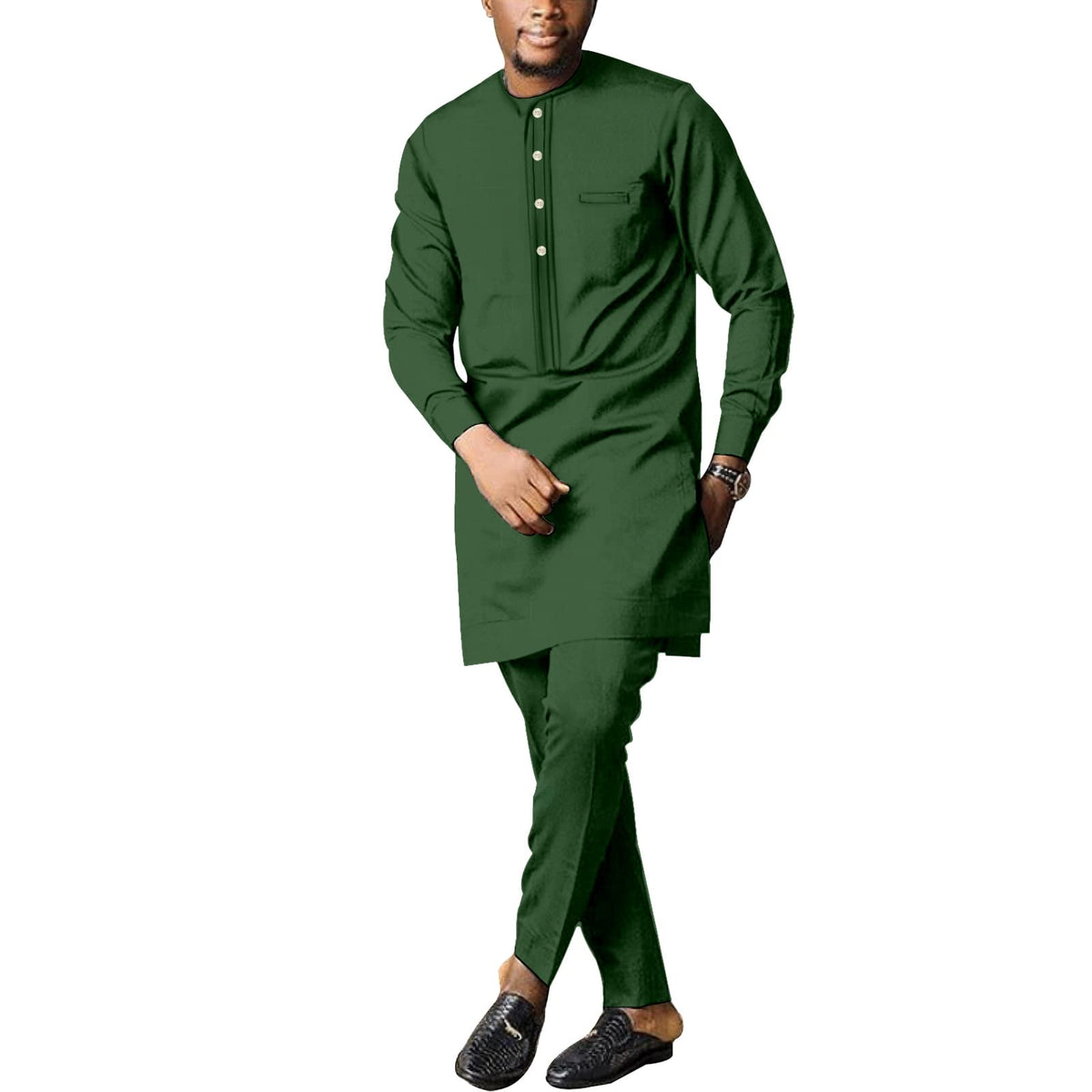 SEA&ALP Men Formal African 2-Piece Dashiki Suit, Long Sleeve Attire