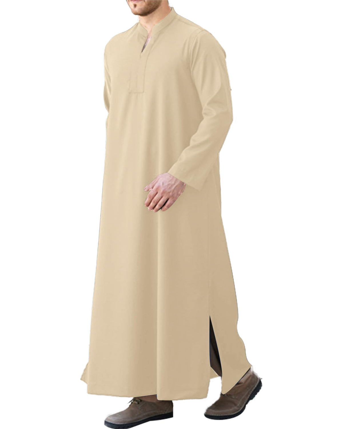 LVCBL Kaftan Thobe for Men Big And Tall Muslim Robe Mens Long Sleeve Caftan