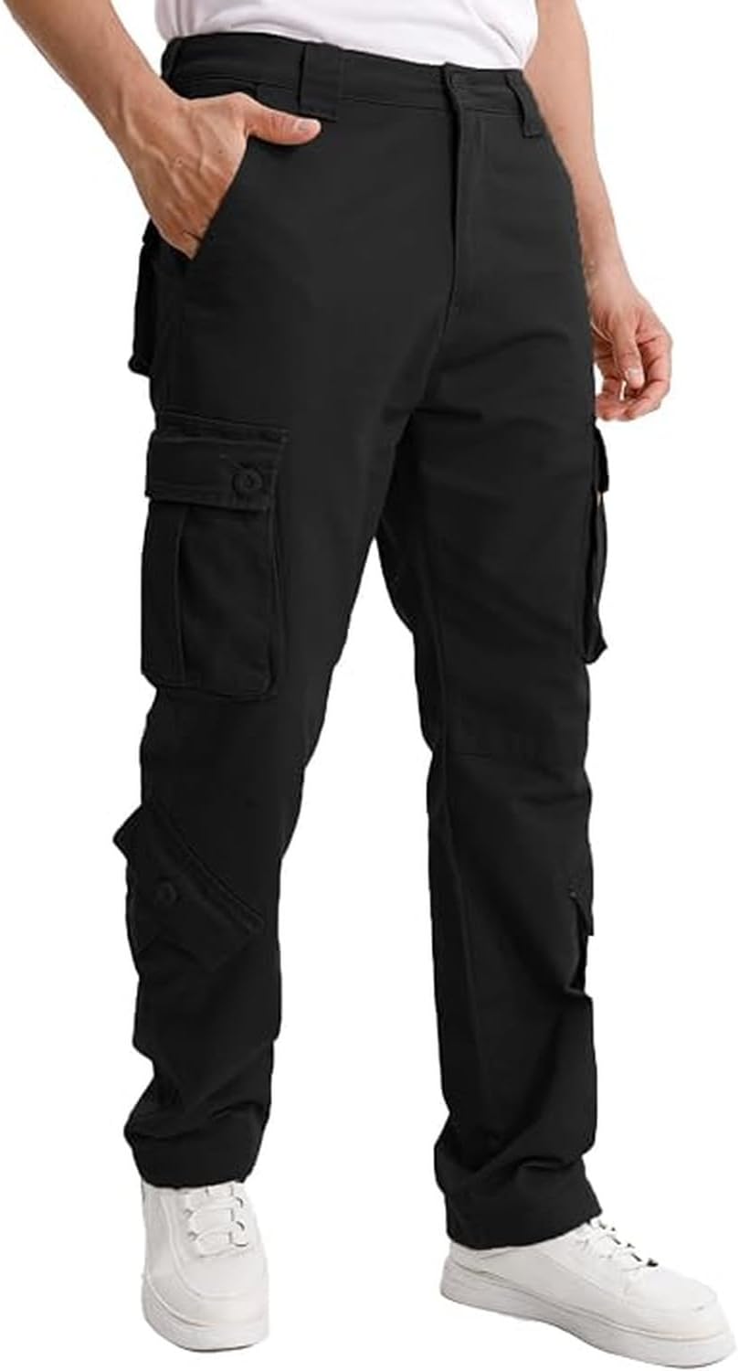 Matchstick Men's Cargo Pants, 8-Pocket 100% Cotton Work Pants, Regular Fit