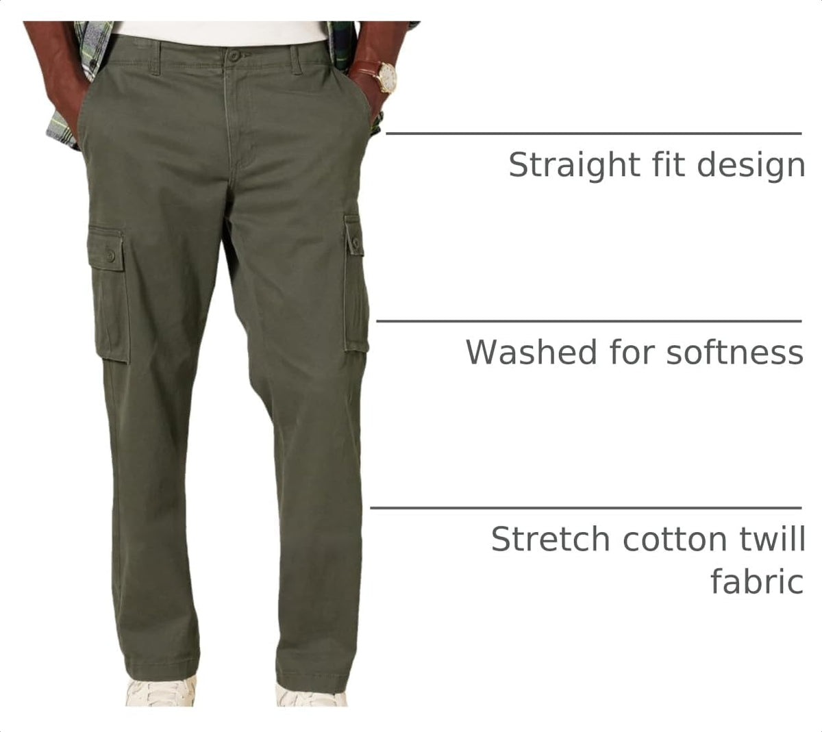 Amazon Essentials Men's Straight-Fit Breathable Stretch Cargo Pants (Available in Big & Tall)