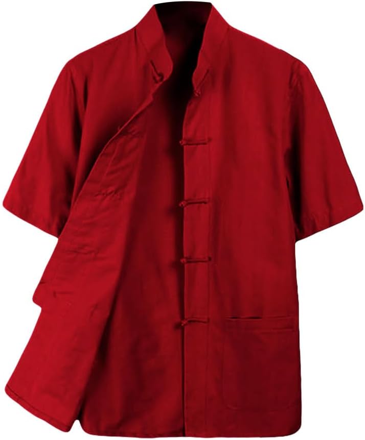 ZooBoo Men's Cotton Kung Fu Uniform Short Sleeve Chinese Shirt
