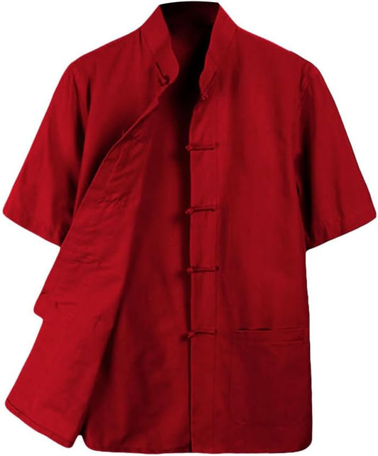 ZooBoo Men's Cotton Kung Fu Uniform Short Sleeve Chinese Shirt
