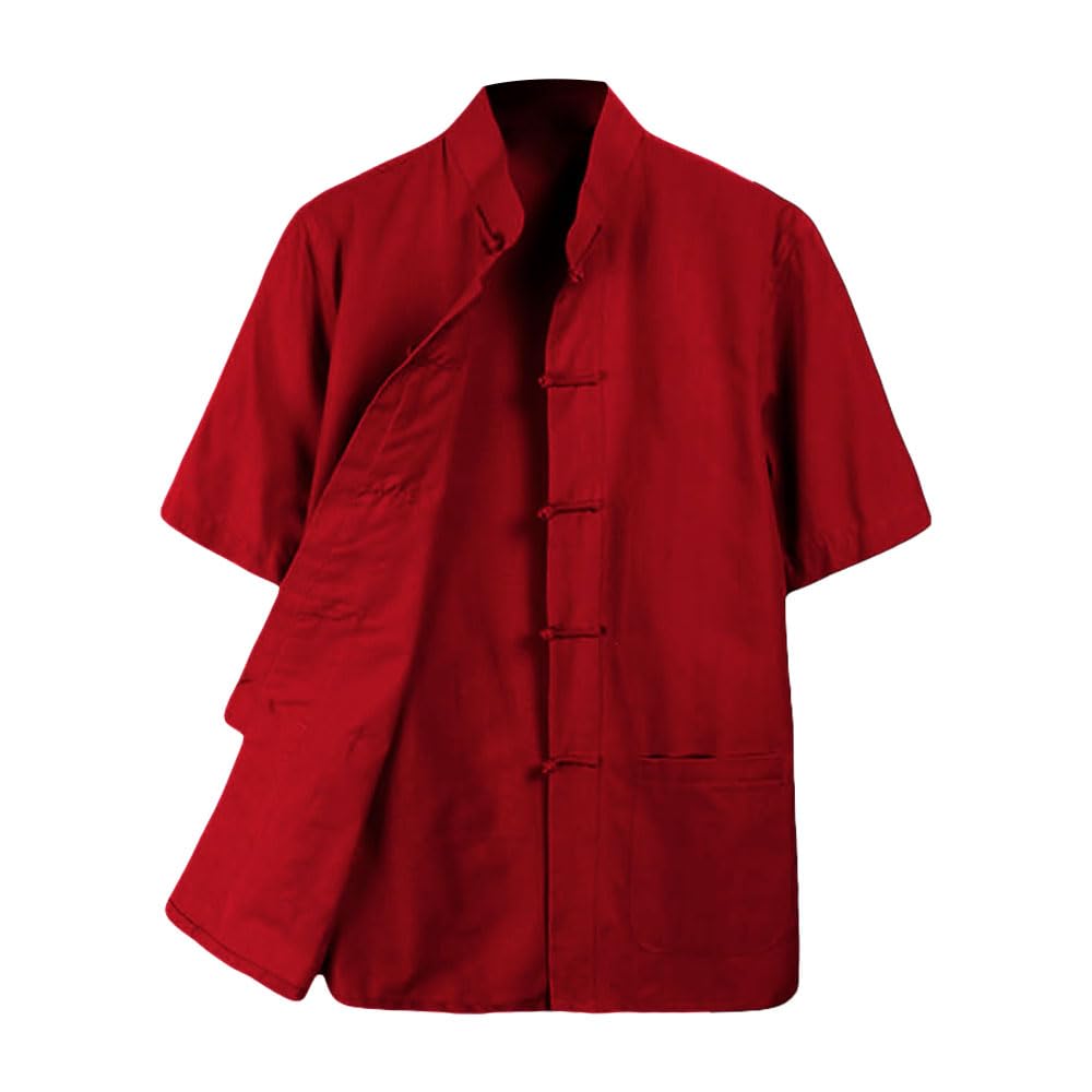 ZooBoo Men's Cotton Kung Fu Uniform Short Sleeve Chinese Shirt