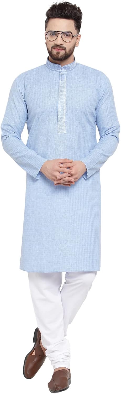 Maple Clothing Kurta Pajama Printed Cotton Indian Apparel for Men Bollywood Outfit