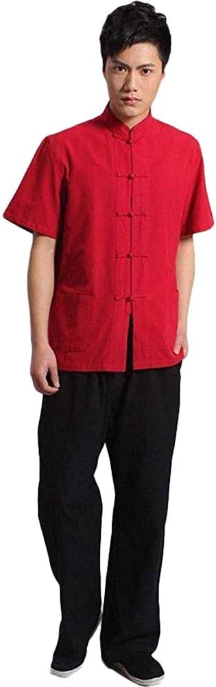 ZooBoo Men's Cotton Kung Fu Uniform Short Sleeve Chinese Shirt