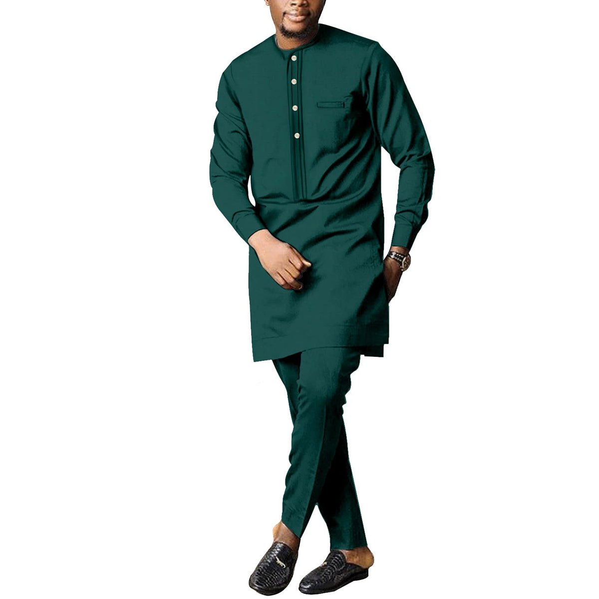 SEA&ALP Men Formal African 2-Piece Dashiki Suit, Long Sleeve Attire