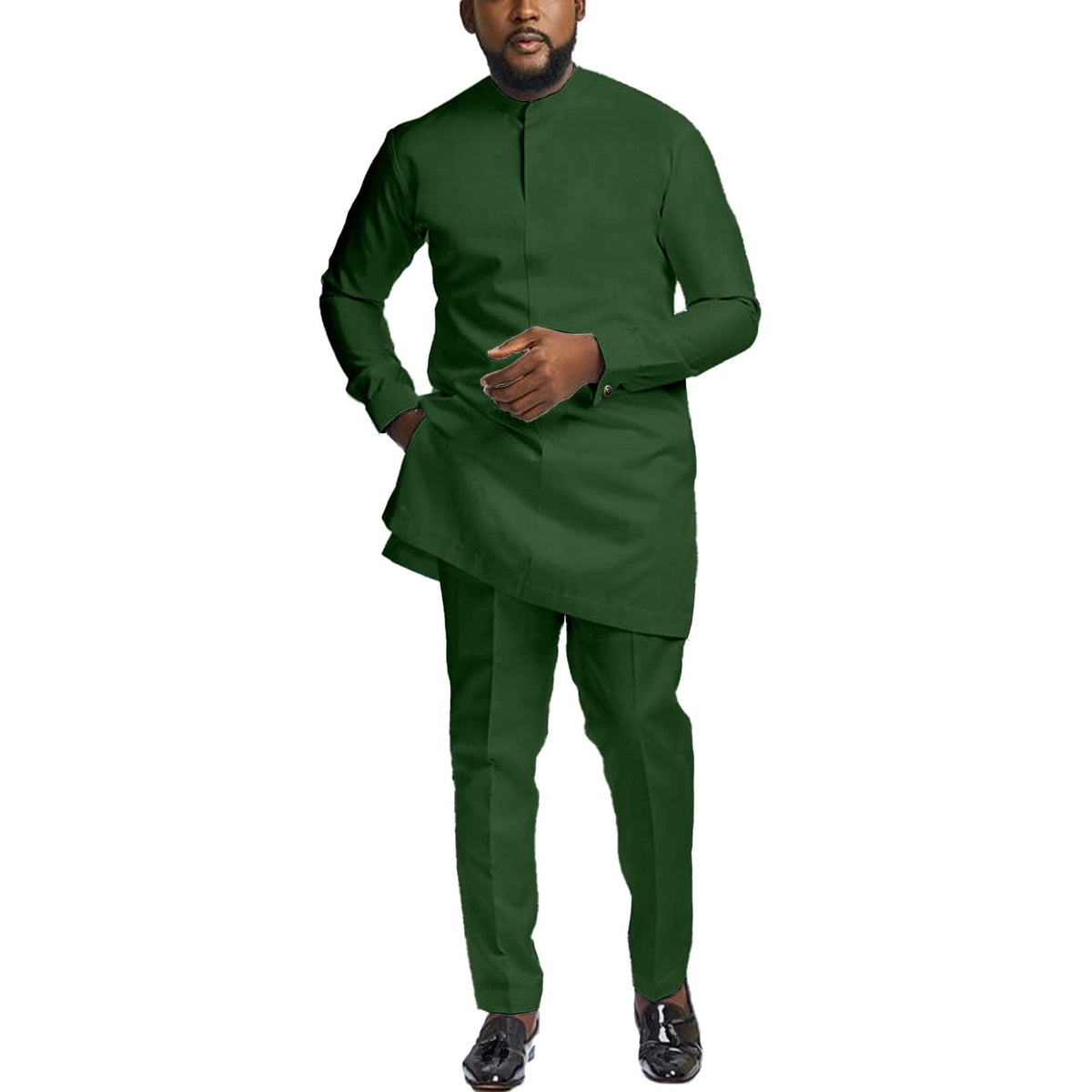 Men African Senator Suit, Dashiki Outfit Wedding Attire Clothes