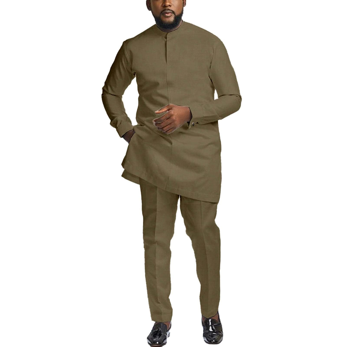 Men African Senator Suit, Dashiki Outfit Wedding Attire Clothes
