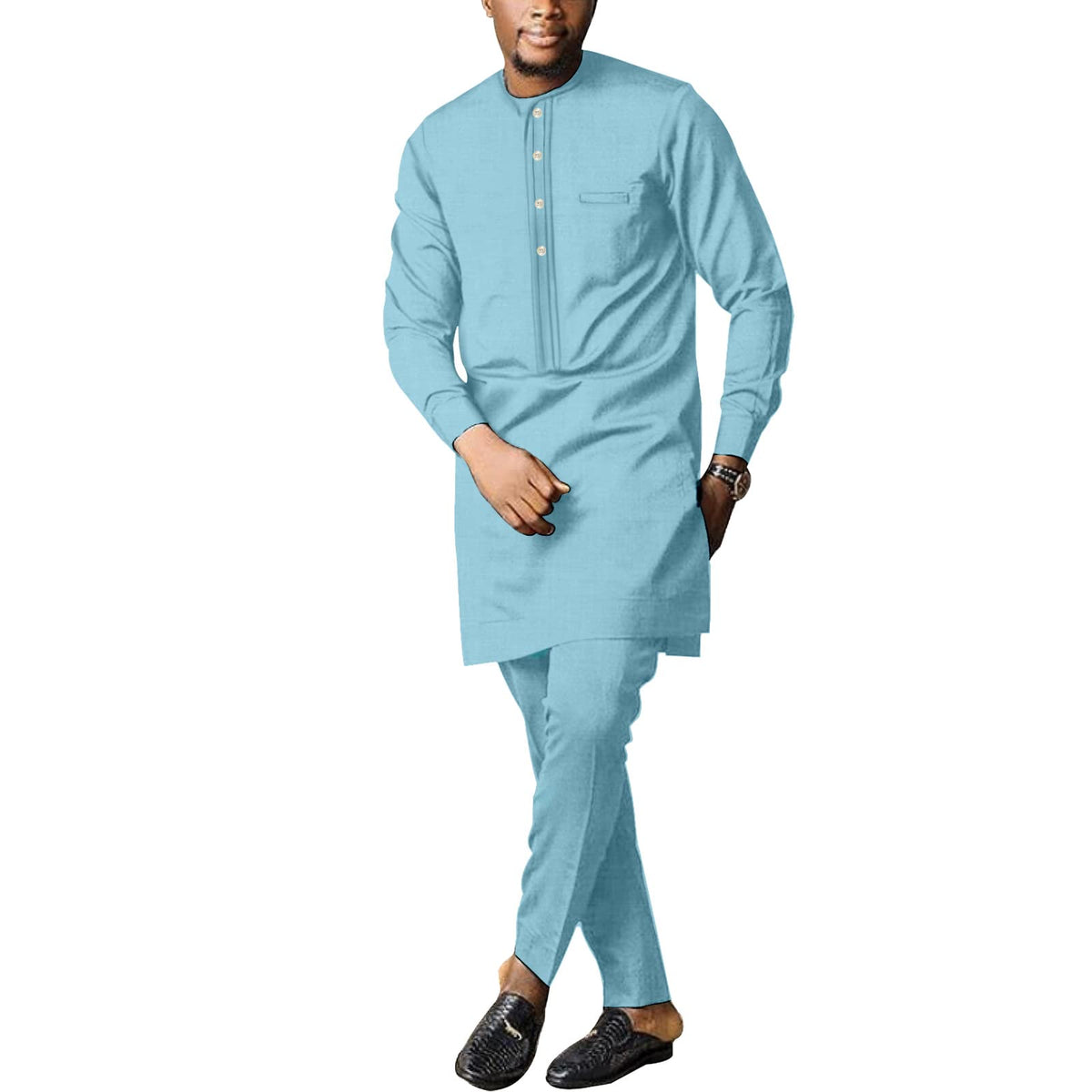 SEA&ALP Men Formal African 2-Piece Dashiki Suit, Long Sleeve Attire