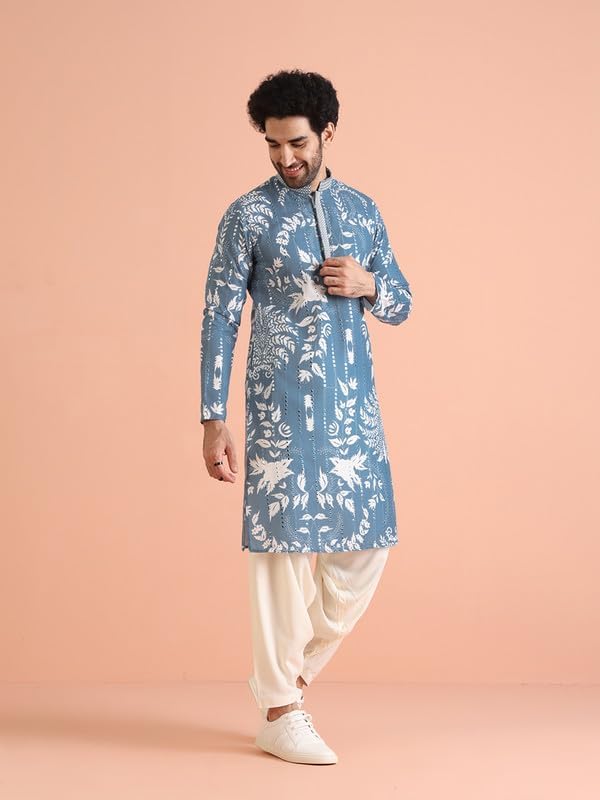 KISAH Men’s Printed Kurta Patiyala Set | Traditional Outfit for Men | Festive & Wedding Ethnic Wear | Elegant & Comfortable