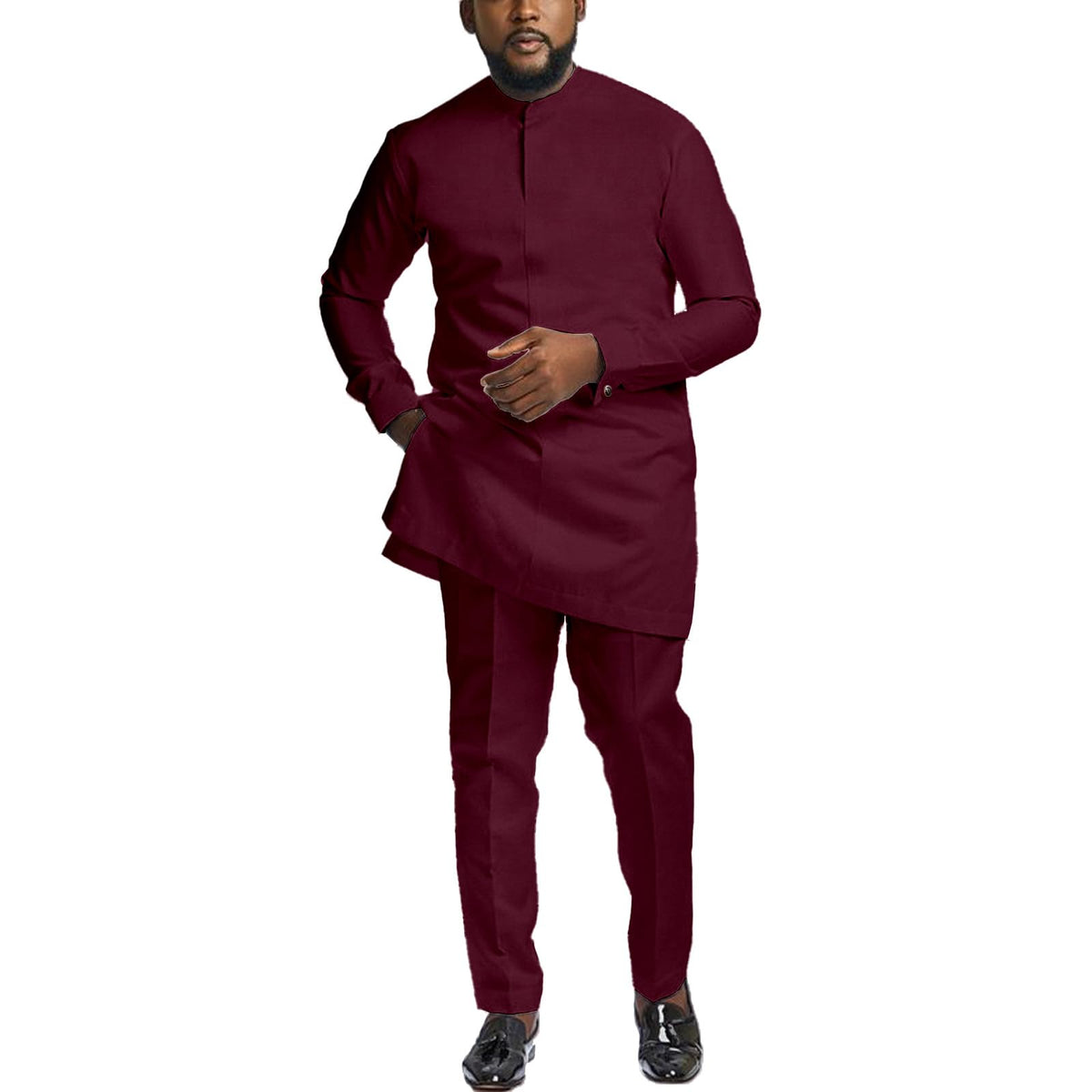 Men African Senator Suit, Dashiki Outfit Wedding Attire Clothes