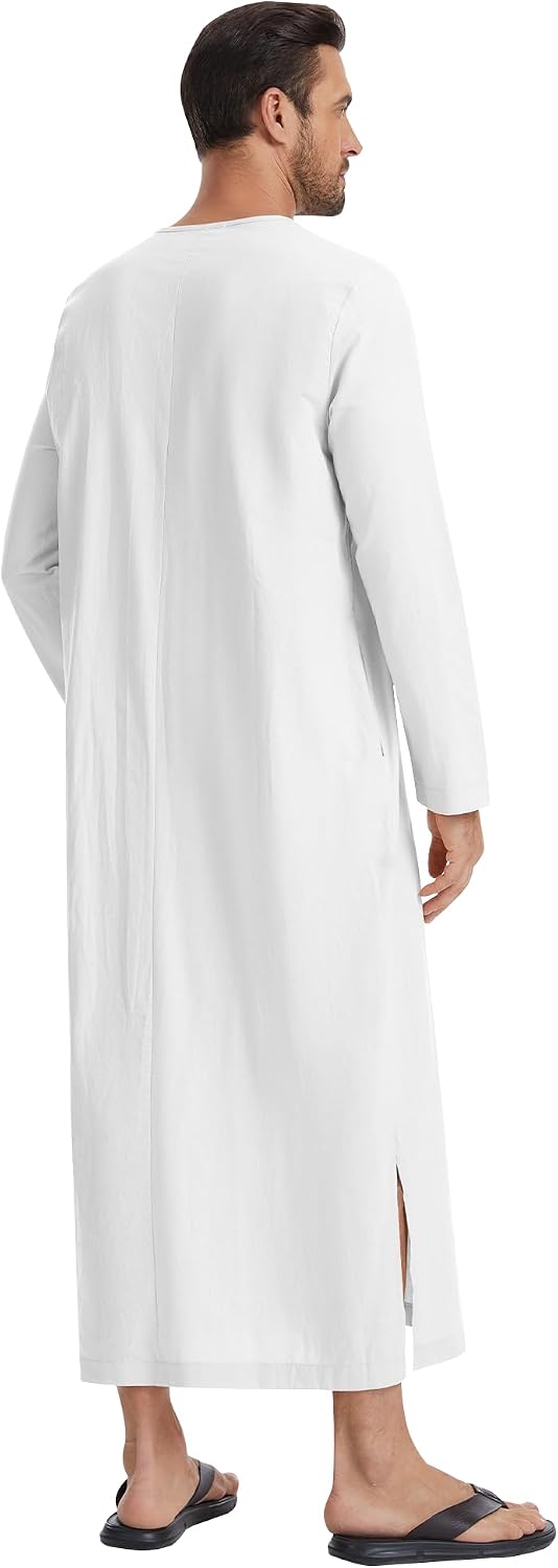 LVCBL Islamic Thobe for Men Muslim Kaftan Thobe Caftans for Men