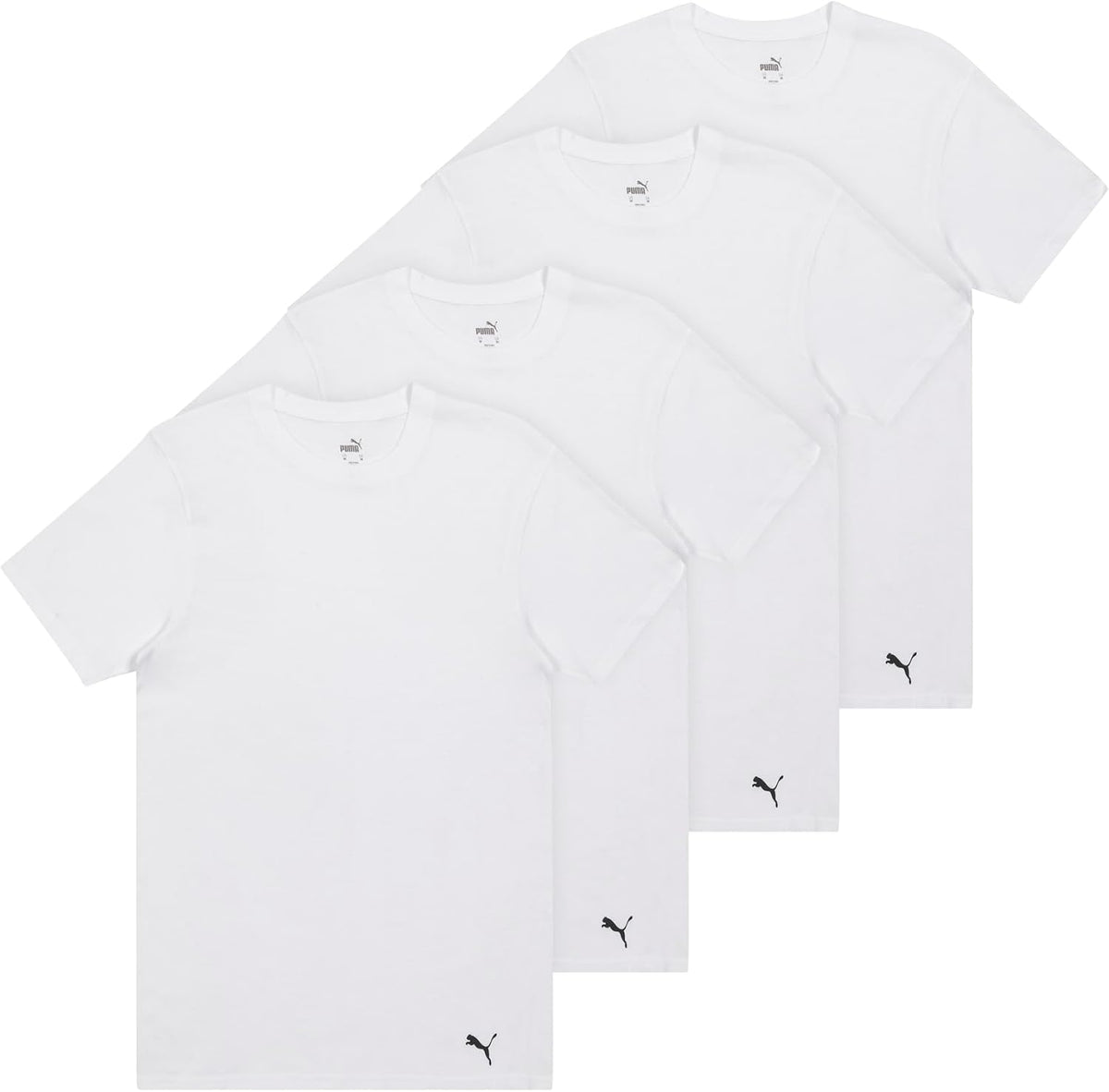 Puma Men's 4 Pack Cotton Crewneck Short Sleeve T-Shirt