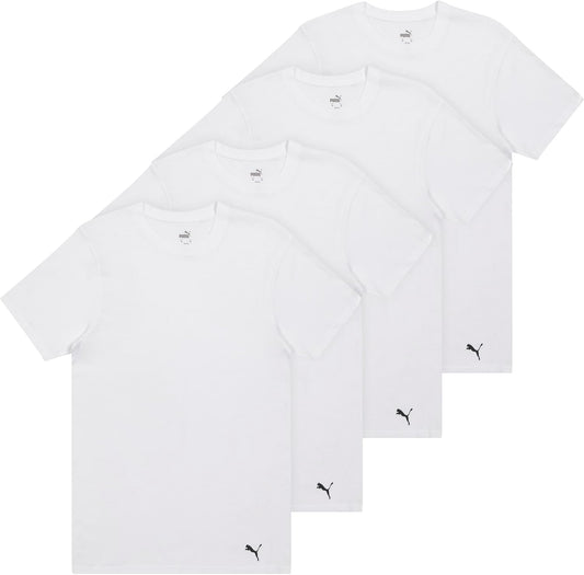 Puma Men's 4 Pack Cotton Crewneck Short Sleeve T-Shirt