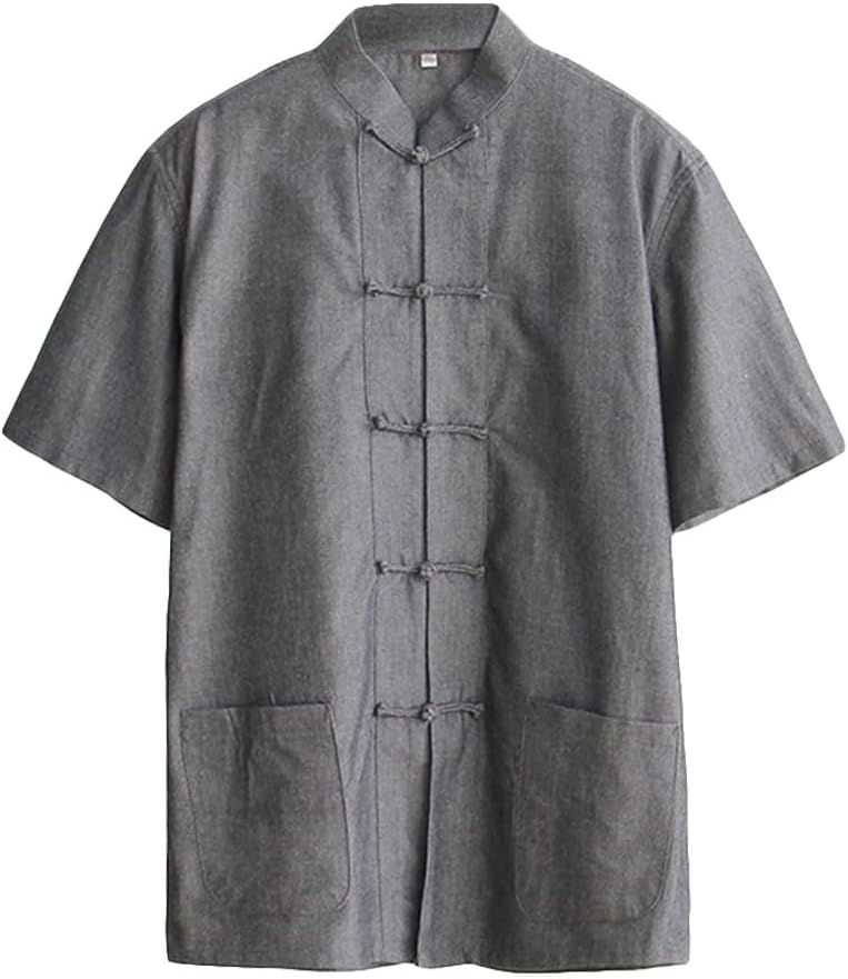 ZooBoo Men's Cotton Kung Fu Uniform Short Sleeve Chinese Shirt