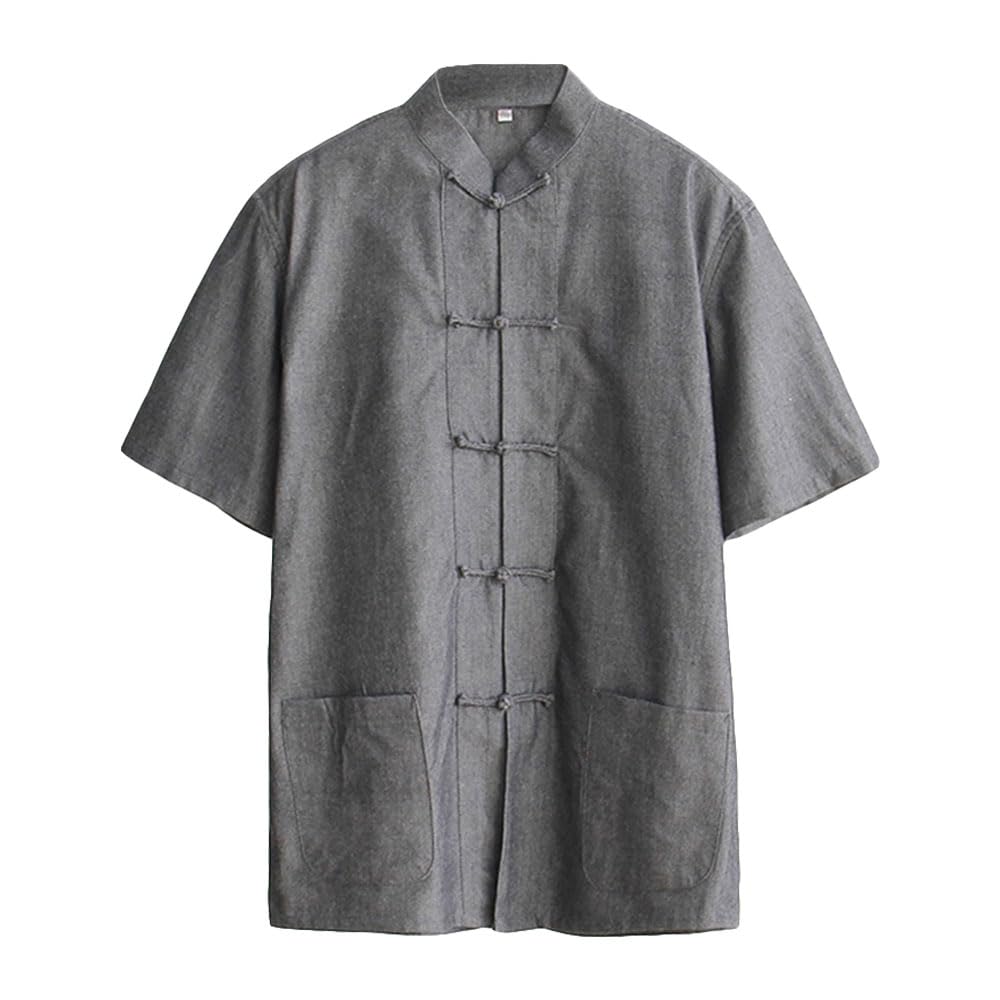 ZooBoo Men's Cotton Kung Fu Uniform Short Sleeve Chinese Shirt