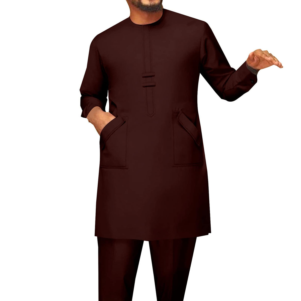 African Men Traditional Clothing Set Full Sleeve Dashiki Long Shirts and Pants 2 Piece Set African Suits