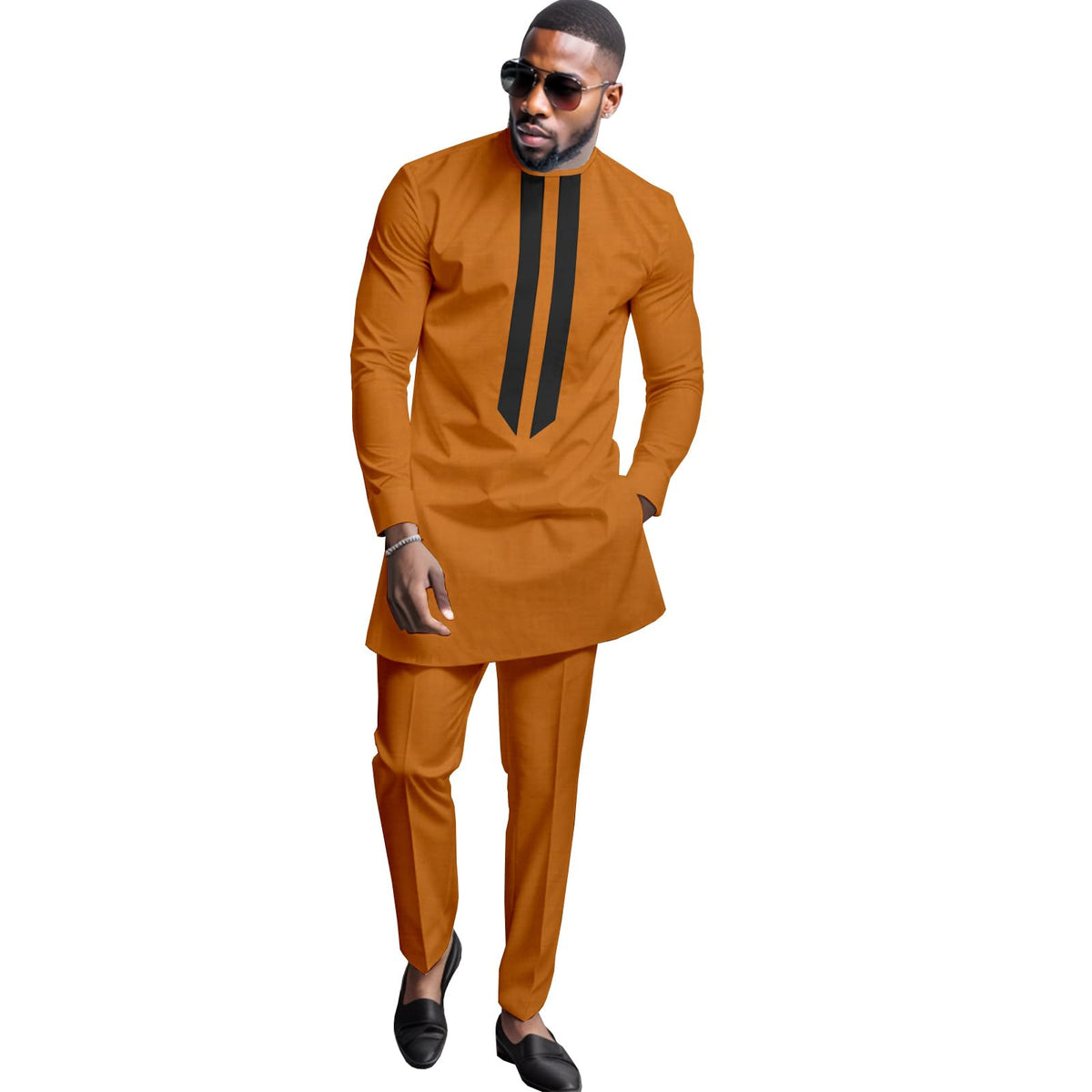 African Men's Formal Clothes Dashiki Shirt and Pant Two Piece Suit Traditional Long Sleeve Outfits