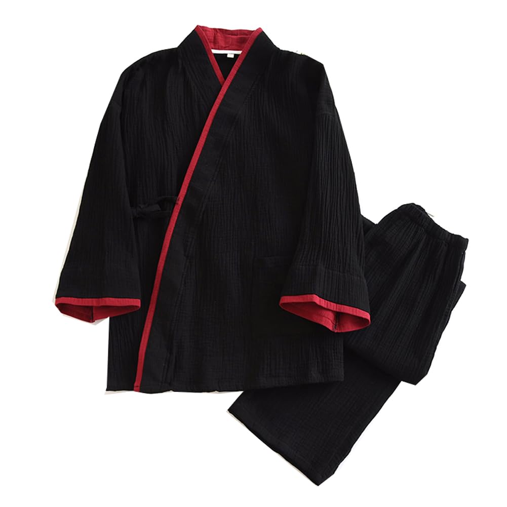 Men's Japanese Kimono Pajamas Crepe Nightwear