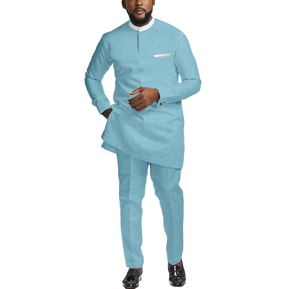 African Suit for Men 2 Piece Set Dashiki Shirt & Pants Outfits