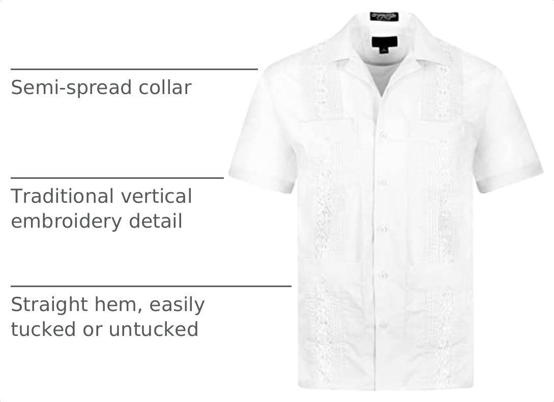 Cuban Guayabera Short Sleeve Shirt, Wedding Cigar Beach Bartender Casual