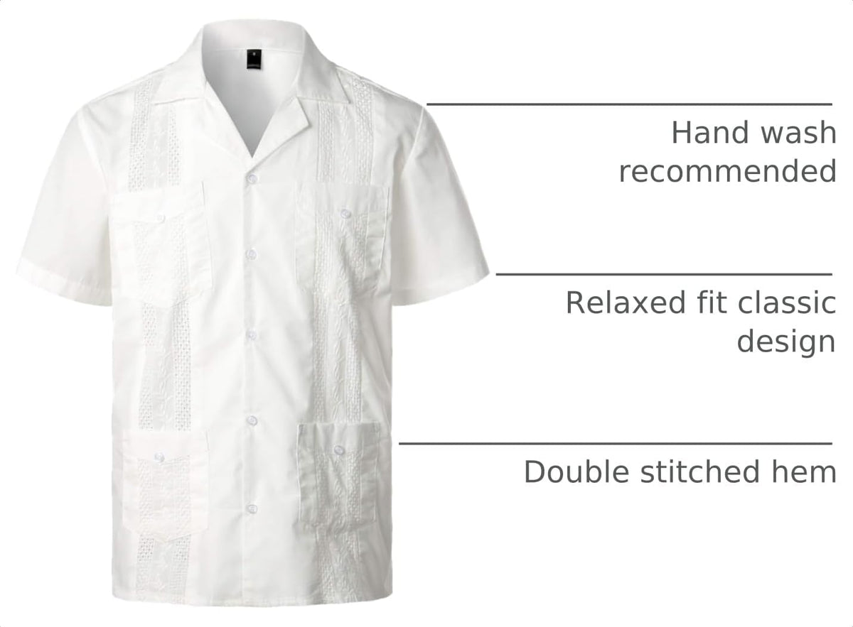 VATPAVE Mens Short Sleeve Button Down Cuban Guayabera Shirts