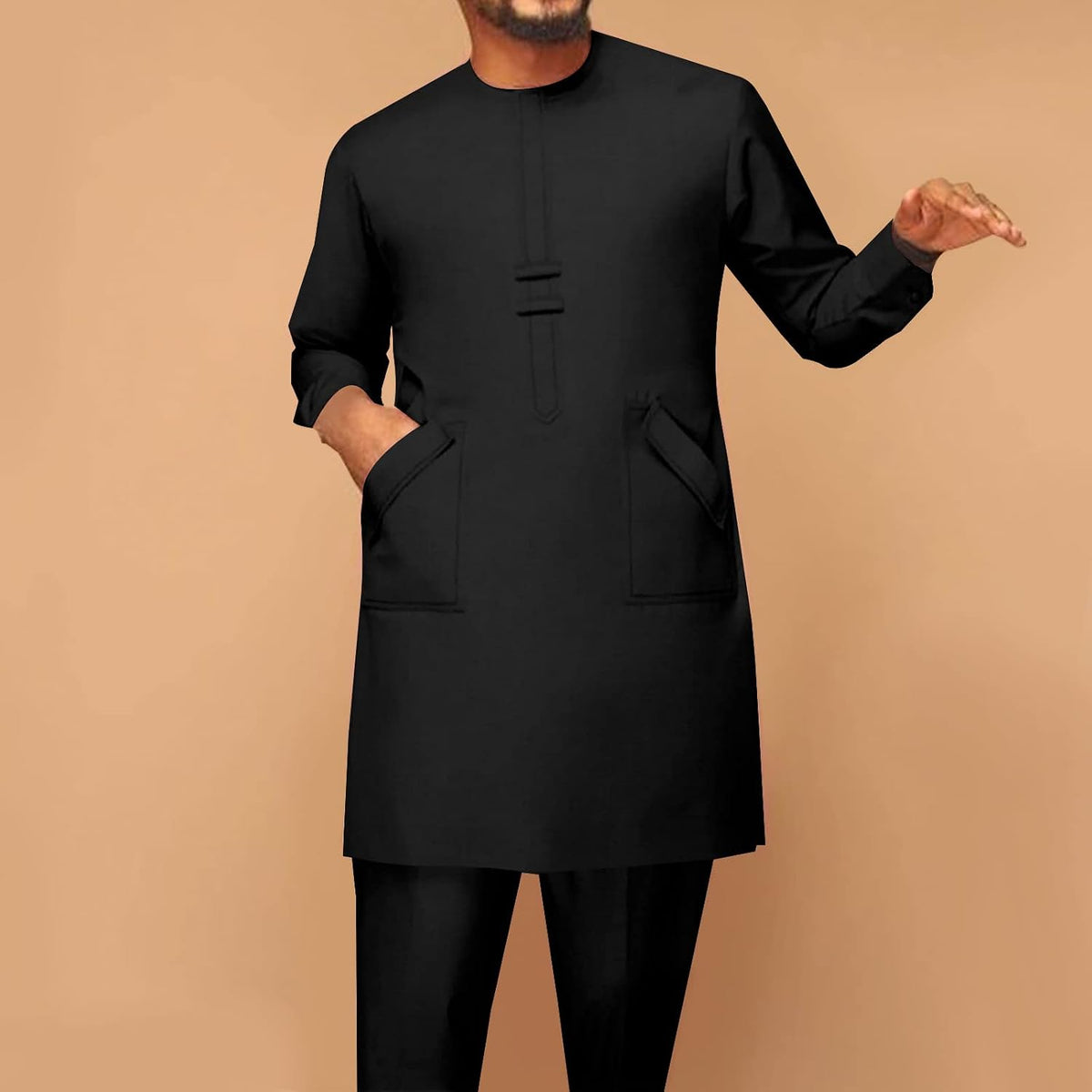 African Men Traditional Clothing Set Full Sleeve Dashiki Long Shirts and Pants 2 Piece Set African Suits