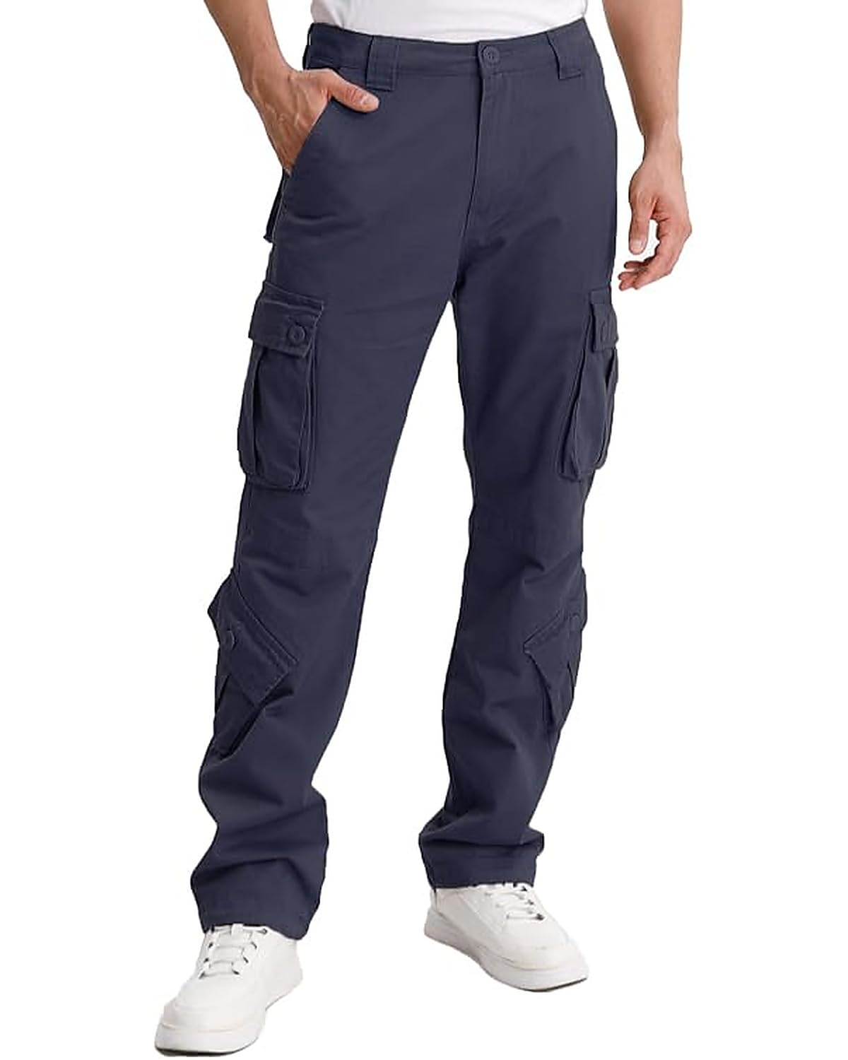 Matchstick Men's Cargo Pants, 8-Pocket 100% Cotton Work Pants, Regular Fit