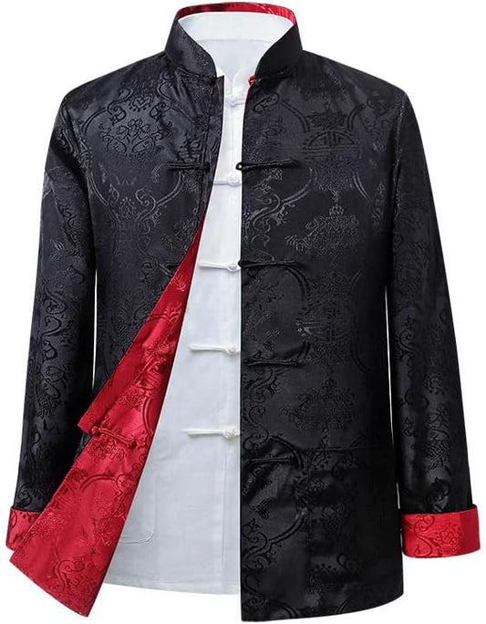 Tang Suit Men Can be Worn on Both Sides,Hanfu Chinese Traditional Clothes Long Sleeve Top
