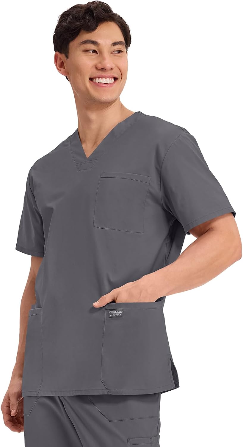 Cherokee WW Professionals Men's V-Neck Scrub Top 4 Pockets Medical Shirt