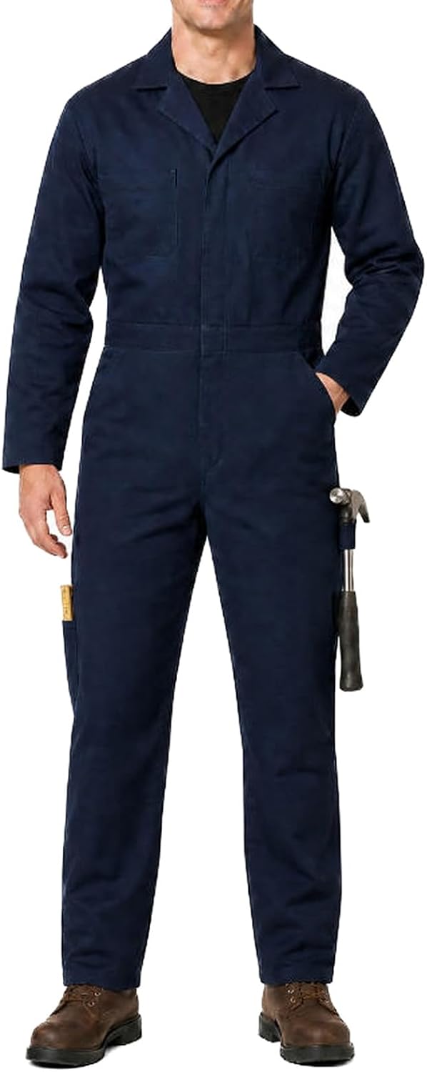 Cotton Blend Men's Work Coveralls, Relaxed Fit Mechanic Jumpsuit