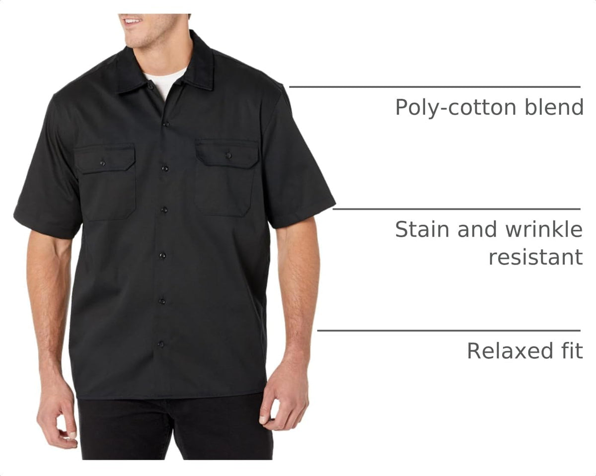 Amazon Essentials Men's Relaxed-Fit Stain and Wrinkle-Resistant Short-Sleeve Work Shirts