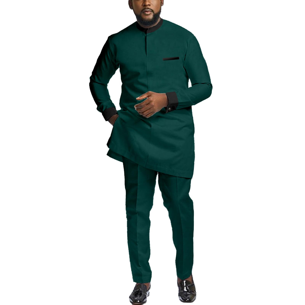 African Suit for Men 2 Piece Set Dashiki Shirt & Pants Outfits