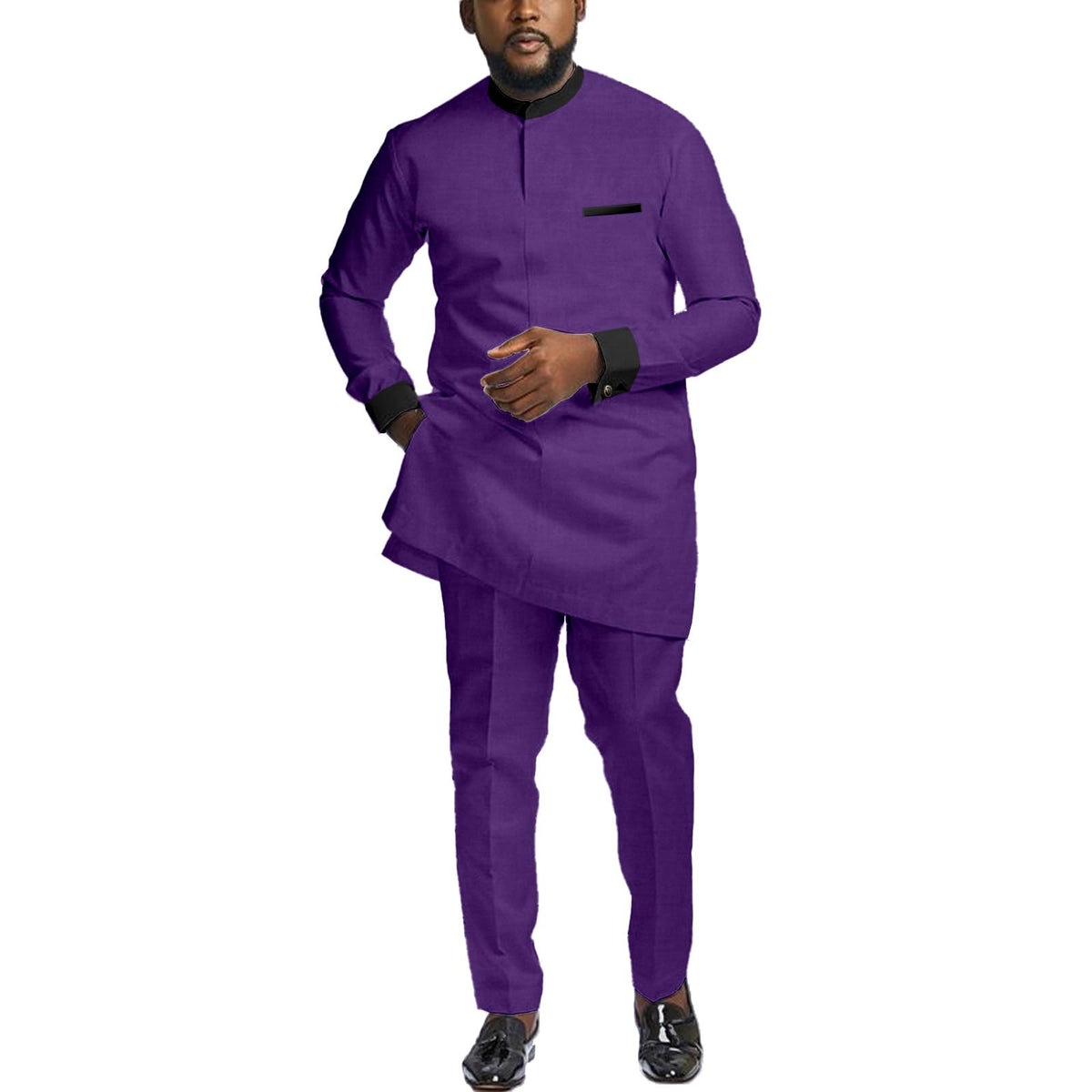 African Suit for Men 2 Piece Set Dashiki Shirt & Pants Outfits