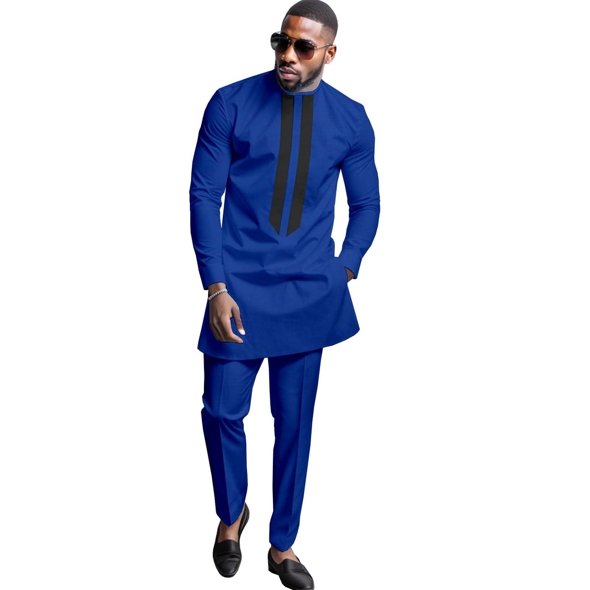 African Men's Formal Clothes Dashiki Shirt and Pant Two Piece Suit Traditional Long Sleeve Outfits