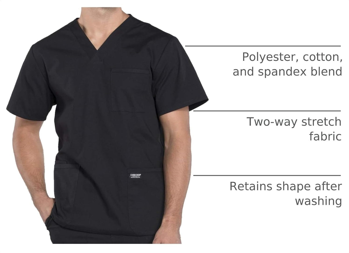 Cherokee WW Professionals Men's V-Neck Scrub Top 4 Pockets Medical Shirt