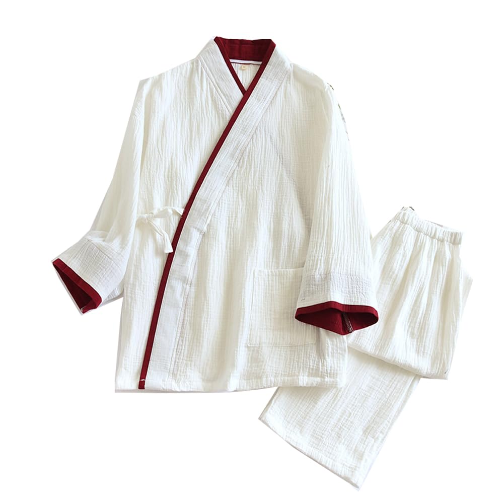 Men's Japanese Kimono Pajamas Crepe Nightwear