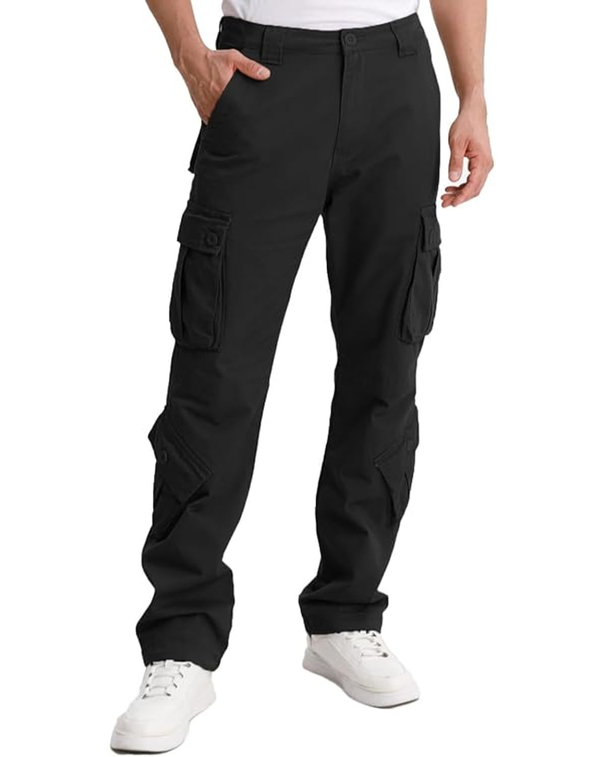 Matchstick Men's Cargo Pants, 8-Pocket 100% Cotton Work Pants, Regular Fit