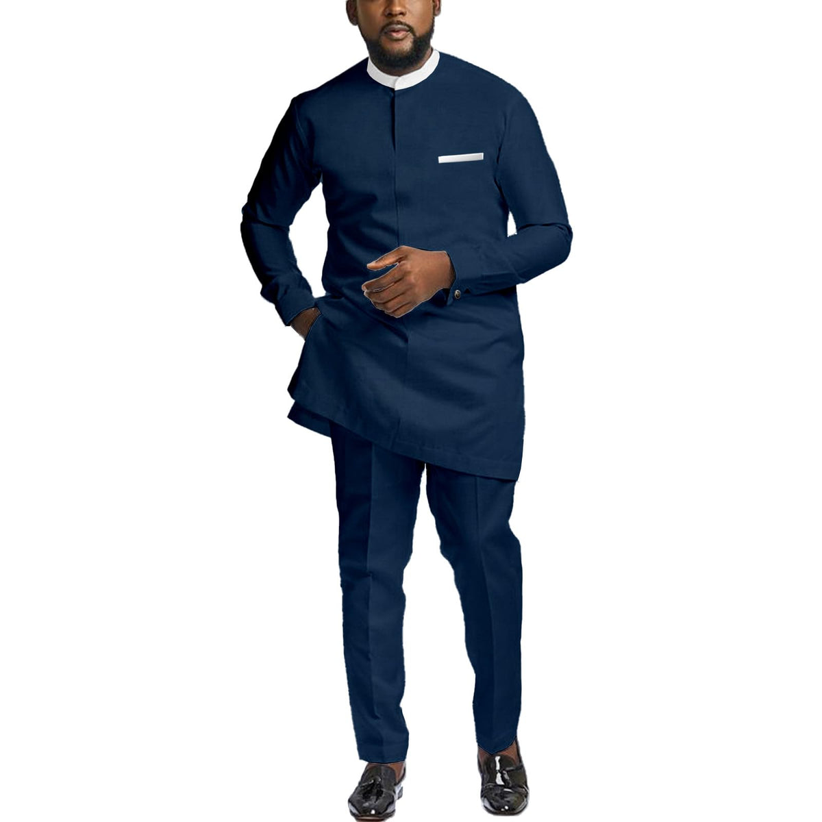 African Suit for Men 2 Piece Set Dashiki Shirt & Pants Outfits