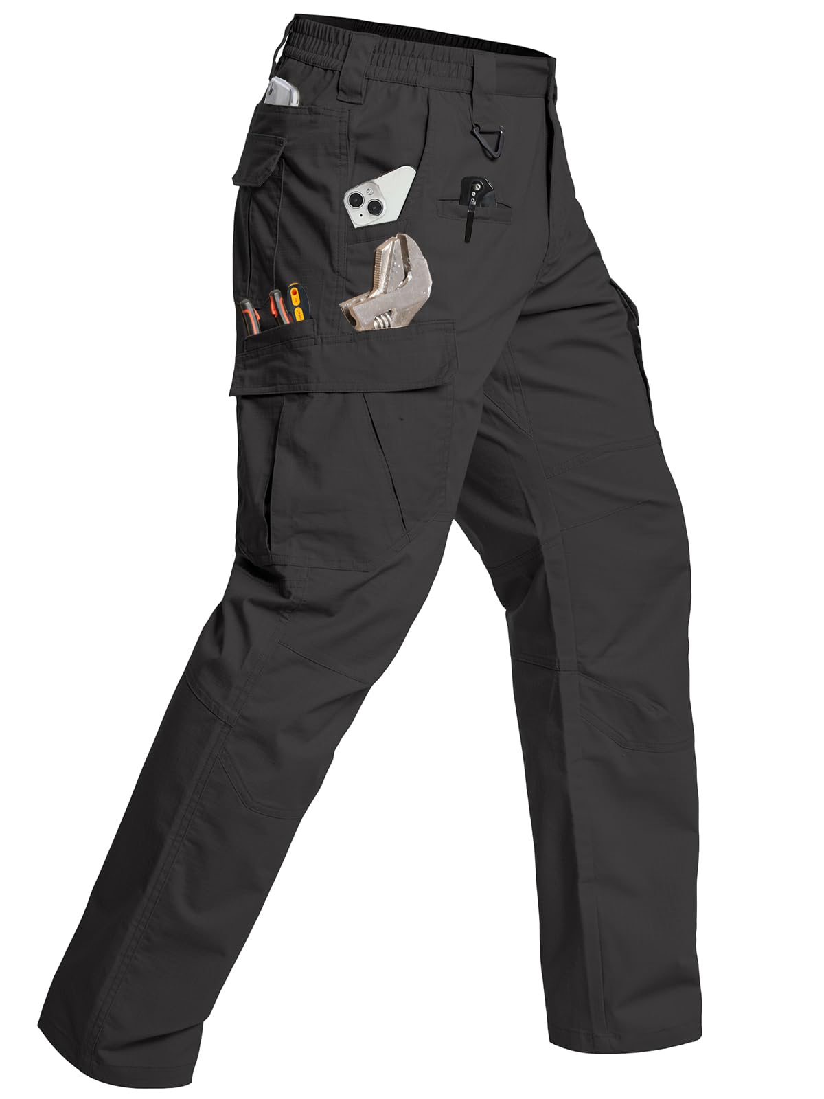 CARWORNIC Men's Stretch Cargo Work Pants Flex Ripstop Water Resistant Utility Tactical Hiking Pants with 12 Pockets