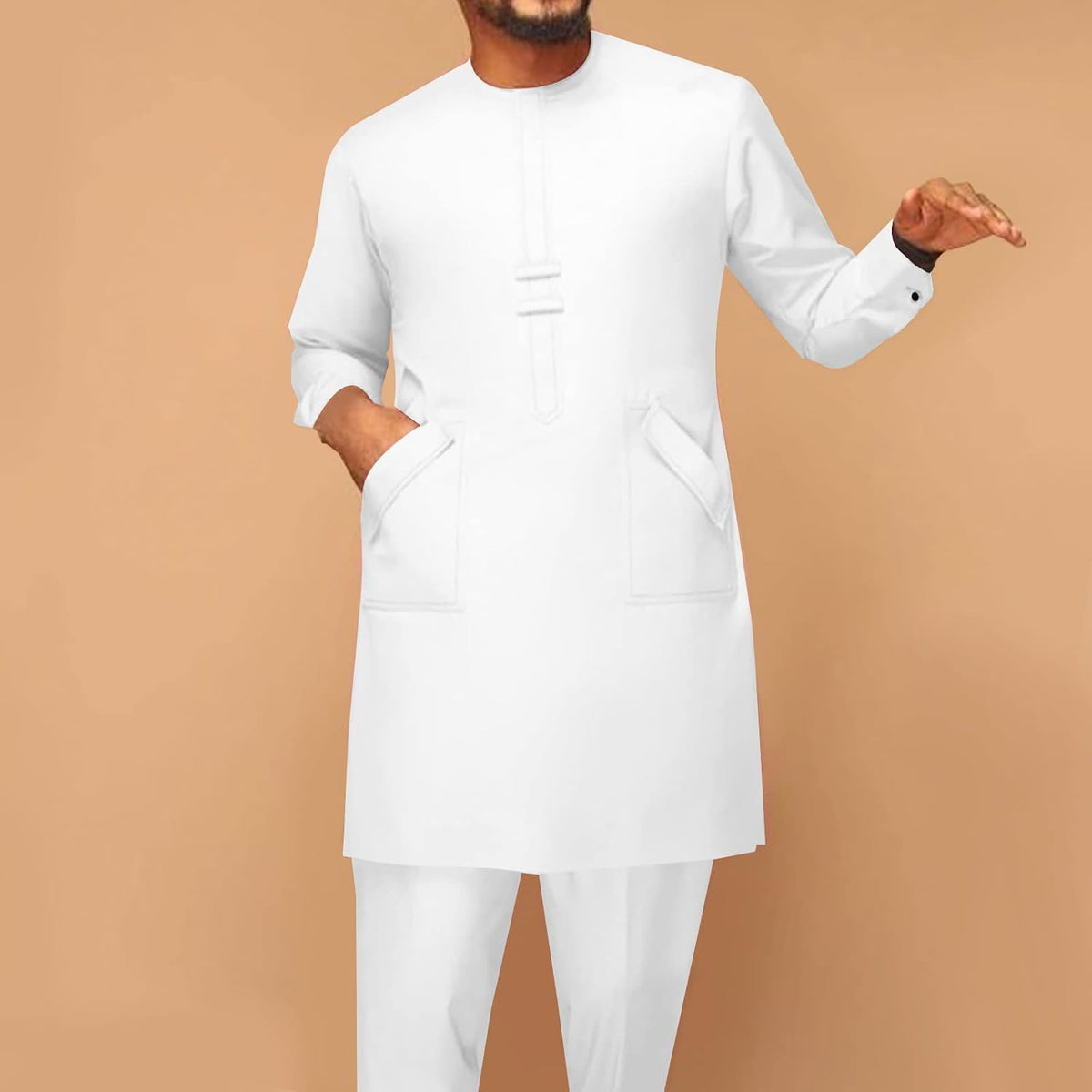 African Men Traditional Clothing Set Full Sleeve Dashiki Long Shirts and Pants 2 Piece Set African Suits
